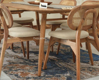 Antilia Wooden Six Seater Dining set Six Chairs with Cushion Natural Finish