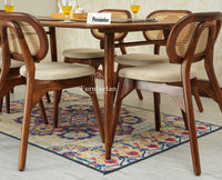 Antilia Wooden Six Seater Dining set Six Chairs with Cushion Teak Finish