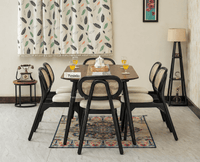 Antilia Wooden Six Seater Dining set Six Chairs with Cushion Black Finish