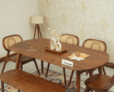 Antilia Wooden Six Seater Dining set with Four Chairs and Bench Furniselan Teak Finish