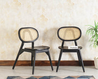 Antilia Wooden Six Seater Dining set with Four Chairs and Bench Furniselan Black Finish