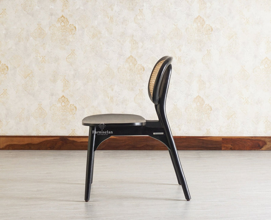Antilia Wooden Six Seater Dining set with Four Chairs and Bench Furniselan Black Finish