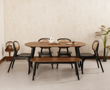 Antilia Wooden Six Seater Dining set with Four Chairs and Bench Furniselan Black Finish