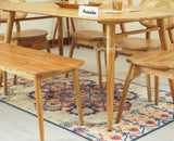 Antilia Wooden Six Seater Dining set with Four Chairs and Bench Furniselan Natural Finish