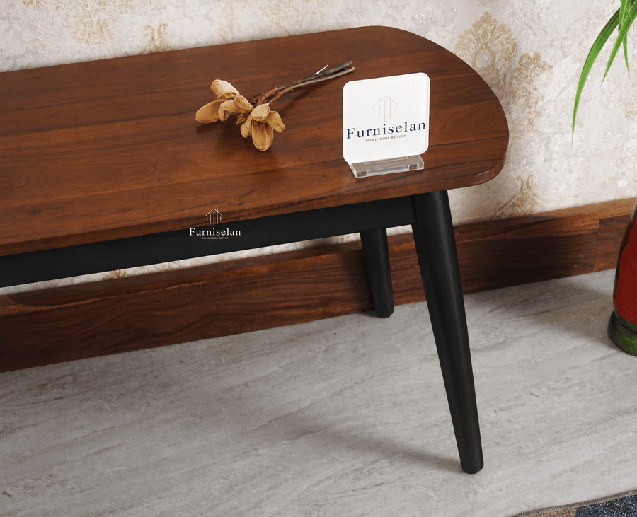 Antilia Solid Wood Four Seater Dining set with Two Chairs and Bench Furniselan Black Finish