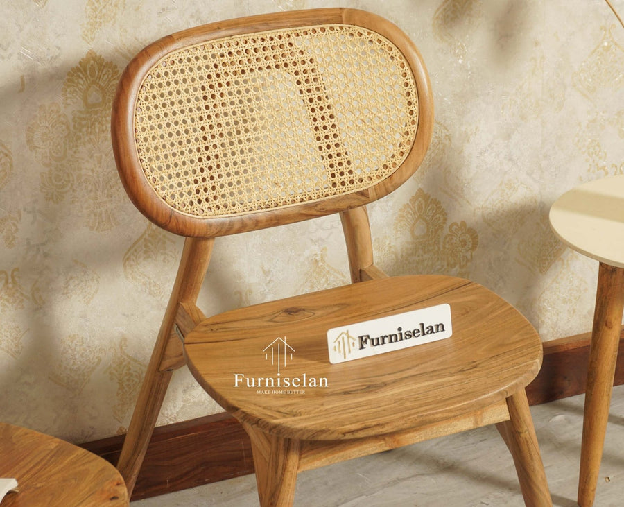 Antilia Wooden Six Seater Dining set with Four Chairs and Bench Furniselan Natural Finish