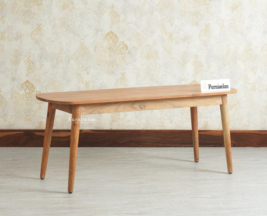 Antilia Wooden Six Seater Dining set with Four Chairs and Bench Furniselan Natural Finish