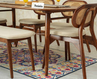 Antilia Wooden Six Seater Dining set with Four Chairs and Bench with Cushion Teak Finish
