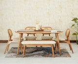 Antilia Wooden Six Seater Dining set with Four Chairs and Bench with Cushion