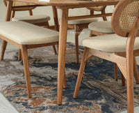 Antilia Wooden Six Seater Dining set with Four Chairs and Bench with Cushion Natural Finish