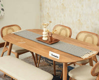 Antilia Wooden Six Seater Dining set with Four Chairs and Bench with Cushion Natural Finish