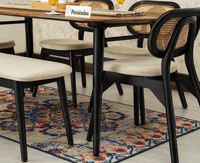 Antilia Wooden Six Seater Dining set with Four Chairs and Bench with Cushion Black Finish