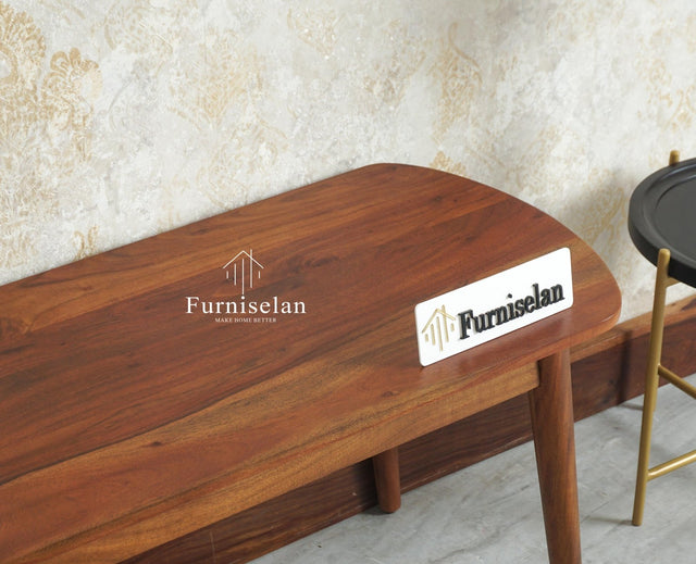 Antilia Wooden Three Seater Dining Bench Furniselan Teak Finish
