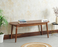 Antilia Wooden Three Seater Dining Bench Furniselan Teak Finish