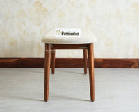 Antilia Wooden Three Seater Dining Bench Cushion Seat Furniselan Teak Finish