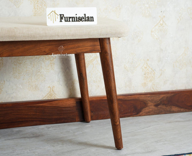 Antilia Wooden Three Seater Dining Bench Cushion Seat Furniselan Teak Finish