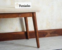 Antilia Wooden Three Seater Dining Bench Cushion Seat Furniselan Teak Finish