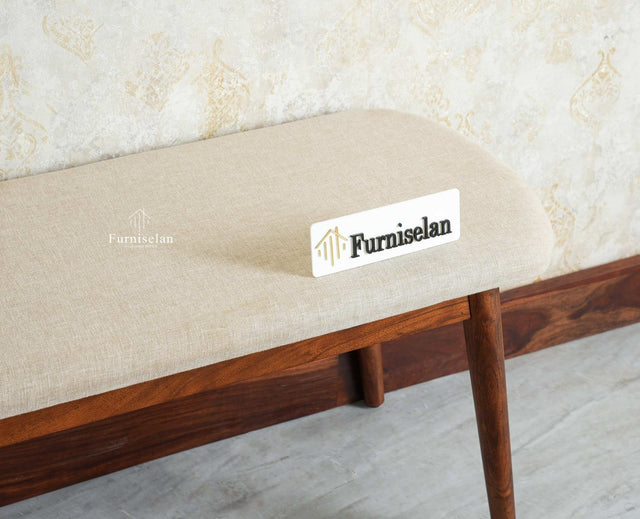 Antilia Wooden Three Seater Dining Bench Cushion Seat Furniselan Teak Finish