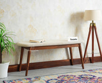 Antilia Wooden Three Seater Dining Bench Cushion Seat Furniselan Teak Finish