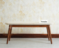 Antilia Wooden Three Seater Dining Bench Cushion Seat Furniselan Teak Finish
