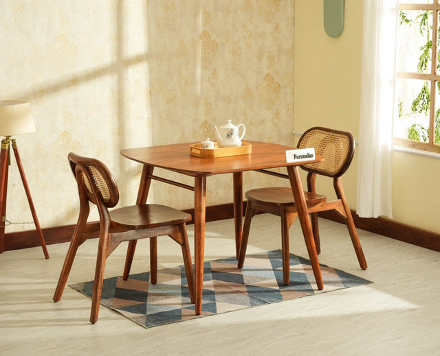 Antilia Wooden Two Seater Dining Set for Home Cafe & Restaurant  Teak Finish