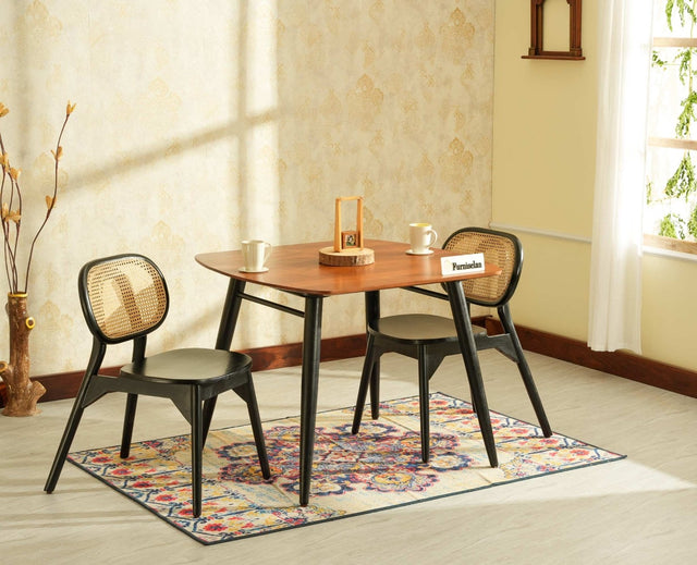 Antilia Wooden Two Seater Dining Set for Home Cafe & Restaurant  Black Finish