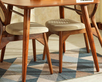 Antilia solid wood two seater dining set for home cafe restaurant with cushions Teak Finish