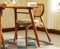 Antilia solid wood two seater dining set for home cafe restaurant with cushions Teak Finish