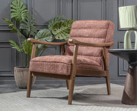 Arden Solid Rubber Wood Arm Chair - Dining Chair - Furniselan -  Dusty-Rose-Brown