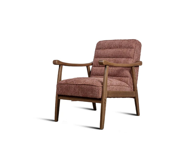 Arden Solid Rubber Wood Arm Chair - Dining Chair - Furniselan -  Dusty-Rose-Brown