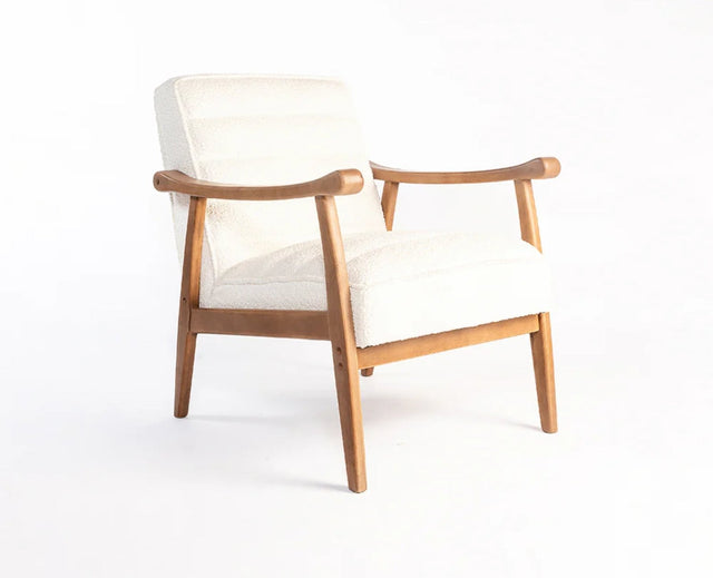 Arden Solid Rubber Wood Arm Chair - Dining Chair - Furniselan - White