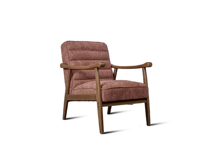 Arden Solid Rubber Wood Arm Chair - Dining Chair - Furniselan -  Dusty-Rose-Brown