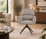 Arden Swivel Fabric Dining Chair with Metal Legs - Grey