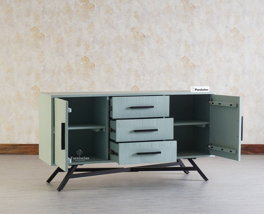 Argentina Solid Wood Three Drawer Two Door Sideboard Furniselan - Silt-Green