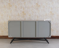 Argentina Solid Wood Three Drawer Two Door Sideboard - Bedside Table - Furniselan Cool-Grey