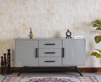 Argentina Solid Wood Three Drawer Two Door Sideboard - Bedside Table - Furniselan Cool-Grey