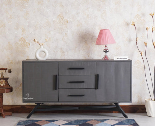 Argentina Solid Wood Three Drawer Two Door Sideboard - Bedside Table - Furniselan - Slate-Grey