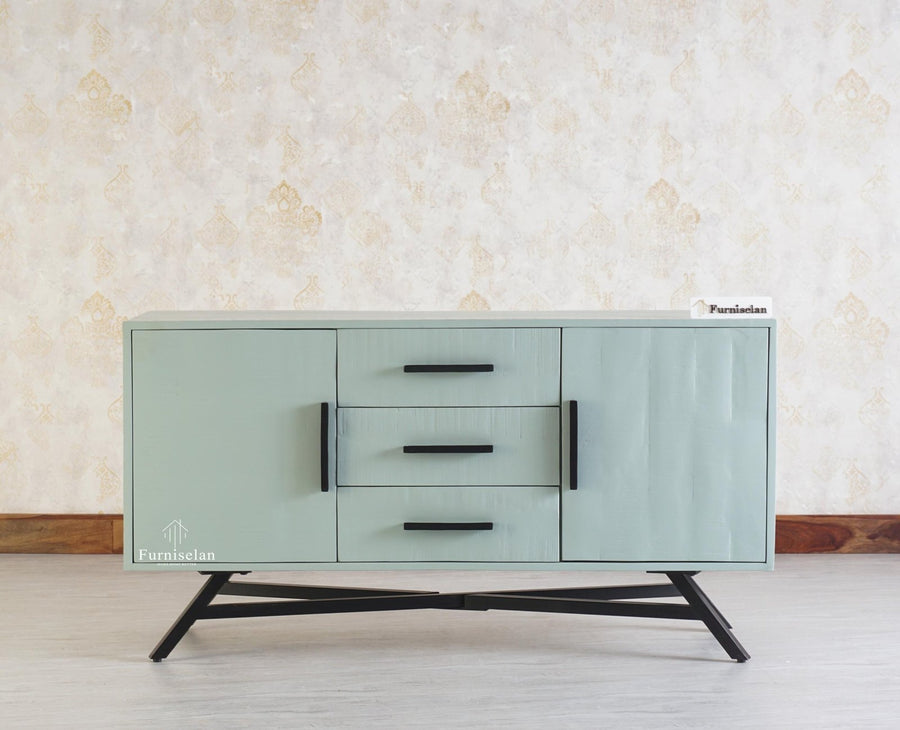 Argentina Solid Wood Three Drawer Two Door Sideboard Furniselan - Silt-Green