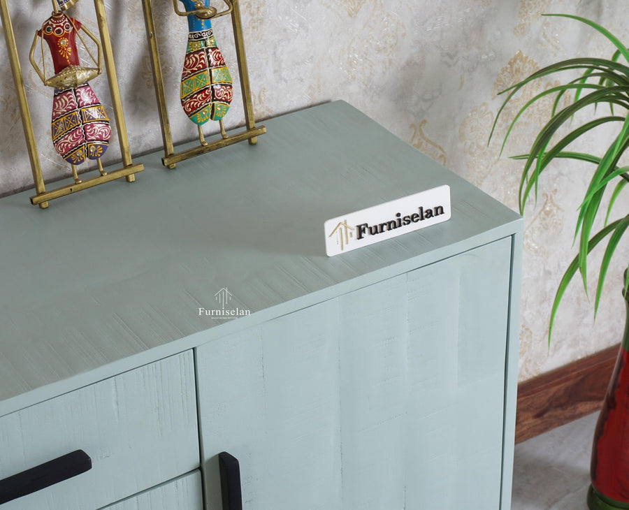 Argentina Solid Wood Three Drawer Two Door Sideboard Furniselan - Silt-Green