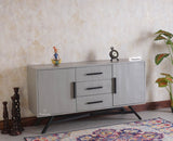 Argentina Solid Wood Three Drawer Two Door Sideboard - Bedside Table - Furniselan Cool-Grey