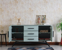 Argentina Solid Wood Three Drawer Two Door Sideboard Furniselan - Silt-Green