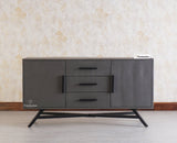 Argentina Solid Wood Three Drawer Two Door Sideboard - Bedside Table - Furniselan - Slate-Grey