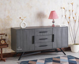 Argentina Solid Wood Three Drawer Two Door Sideboard - Bedside Table - Furniselan - Slate-Grey