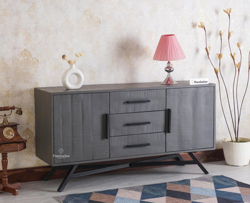Argentina Solid Wood Three Drawer Two Door Sideboard - Bedside Table - Furniselan - Slate-Grey