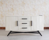 Argentina Solid Wood Three Drawer Two Door Sideboard Furniselan - Frosty White