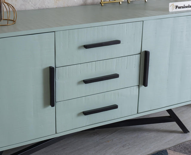 Argentina Solid Wood Three Drawer Two Door Sideboard Furniselan - Silt-Green