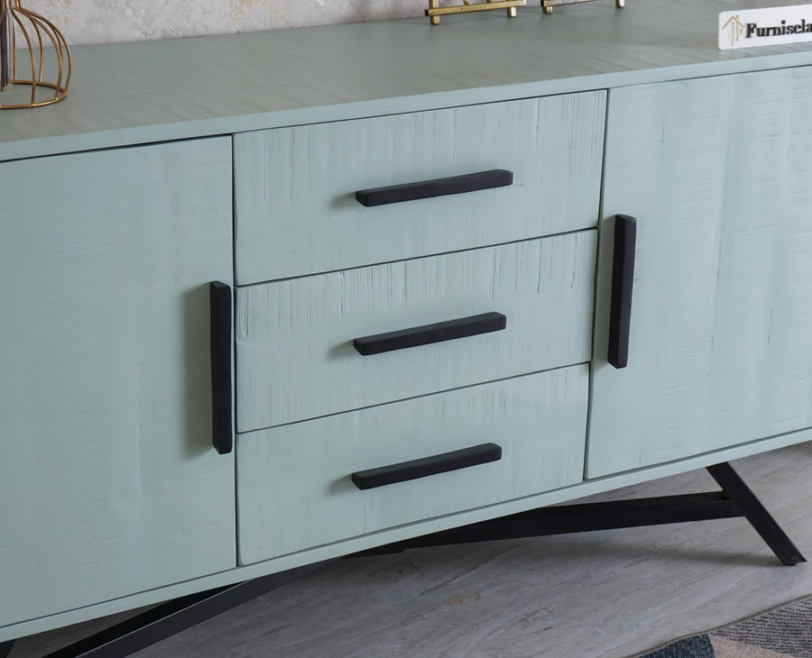 Argentina Solid Wood Three Drawer Two Door Sideboard Furniselan - Silt-Green