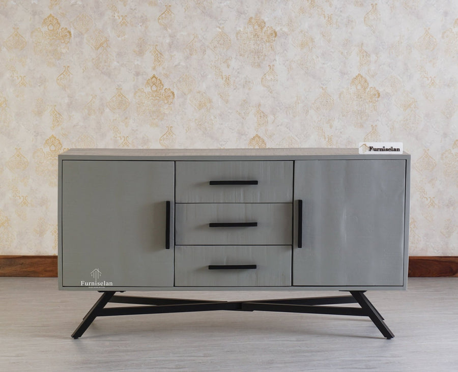 Argentina Solid Wood Three Drawer Two Door Sideboard - Bedside Table - Furniselan Cool-Grey
