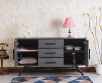 Argentina Solid Wood Three Drawer Two Door Sideboard - Bedside Table - Furniselan - Slate-Grey