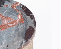 Asher Mango Wood Coffee Table with Red Marble - Natural Brown
